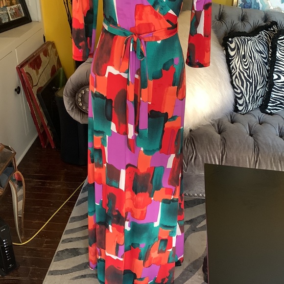 Multicolor faux wrap dress - Picture 4 of 7